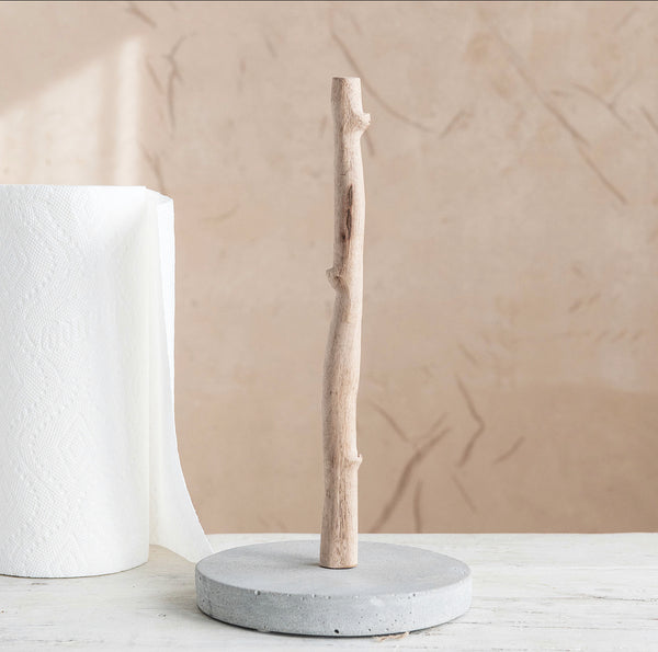 Marble And Wood Paper Towel Holder