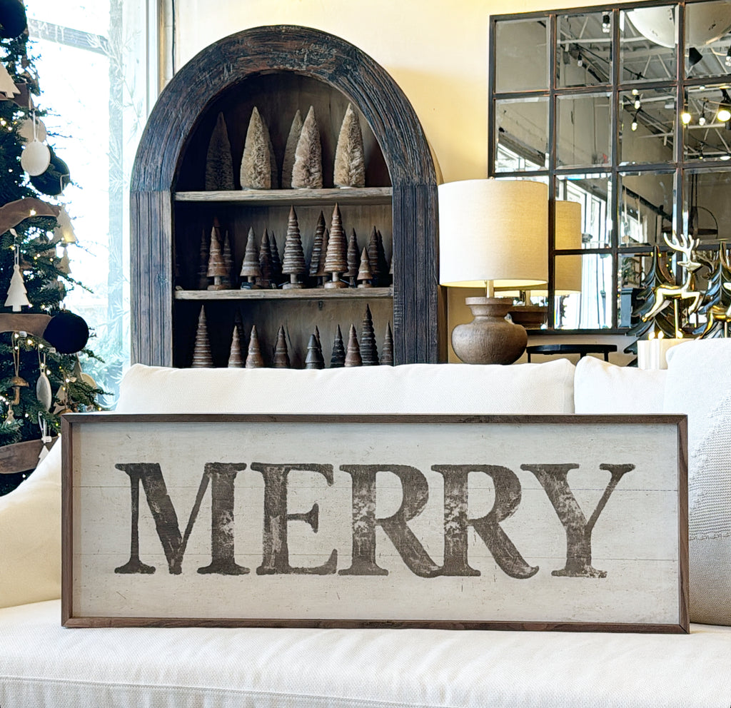 Merry Sign - Distressed Tan