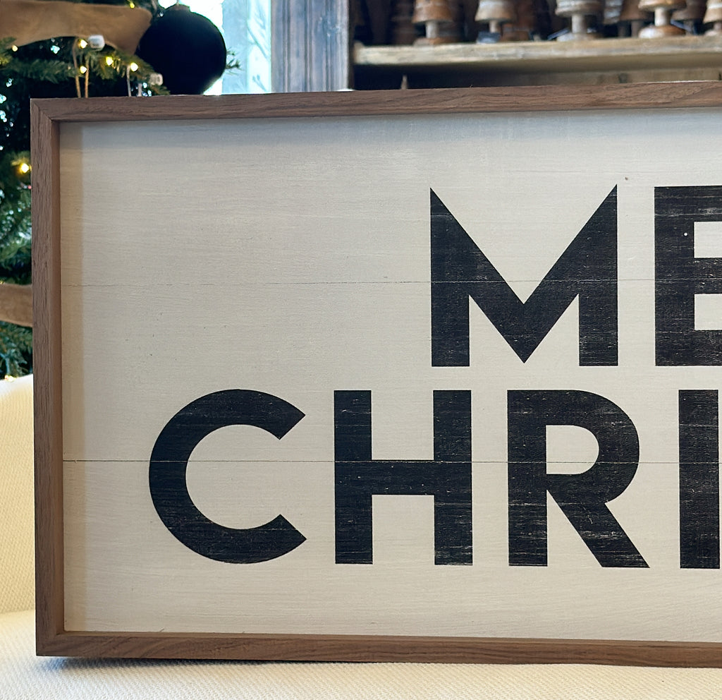 Merry Christmas Sign - White