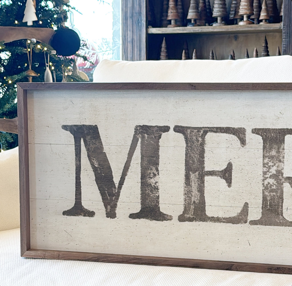 Merry Sign - Distressed Tan