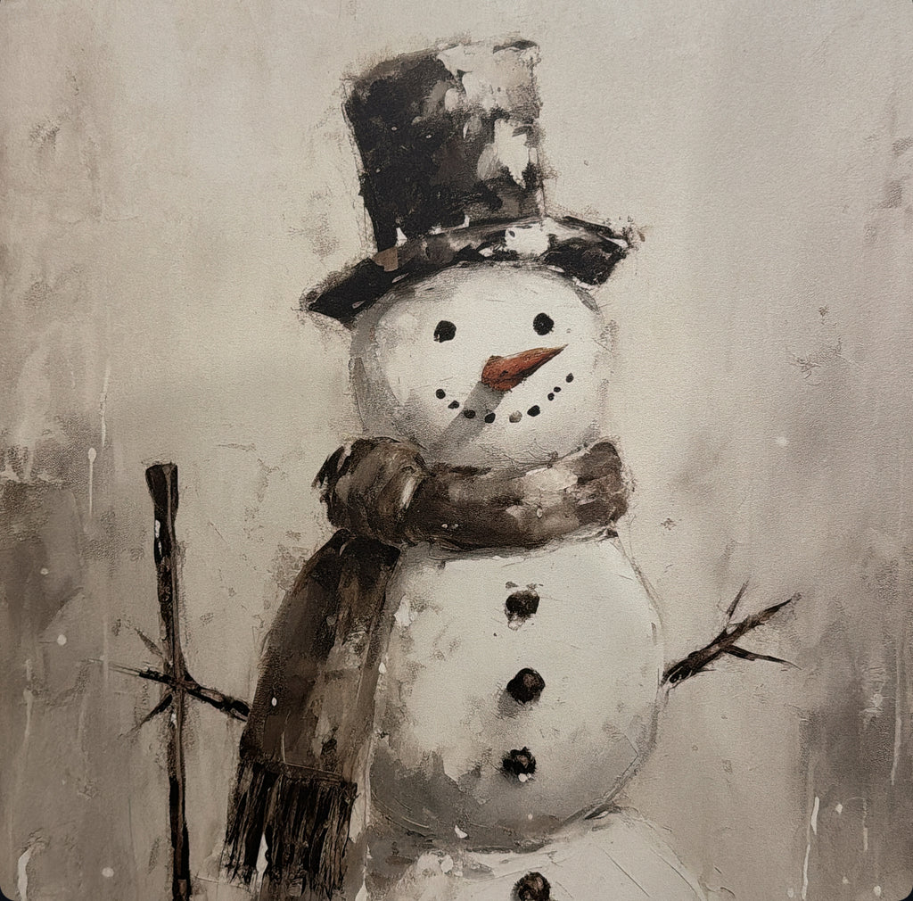 Neutral Snowman Framed Art