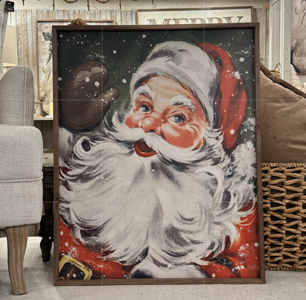 Snowy Santa - Wood Framed Artwork