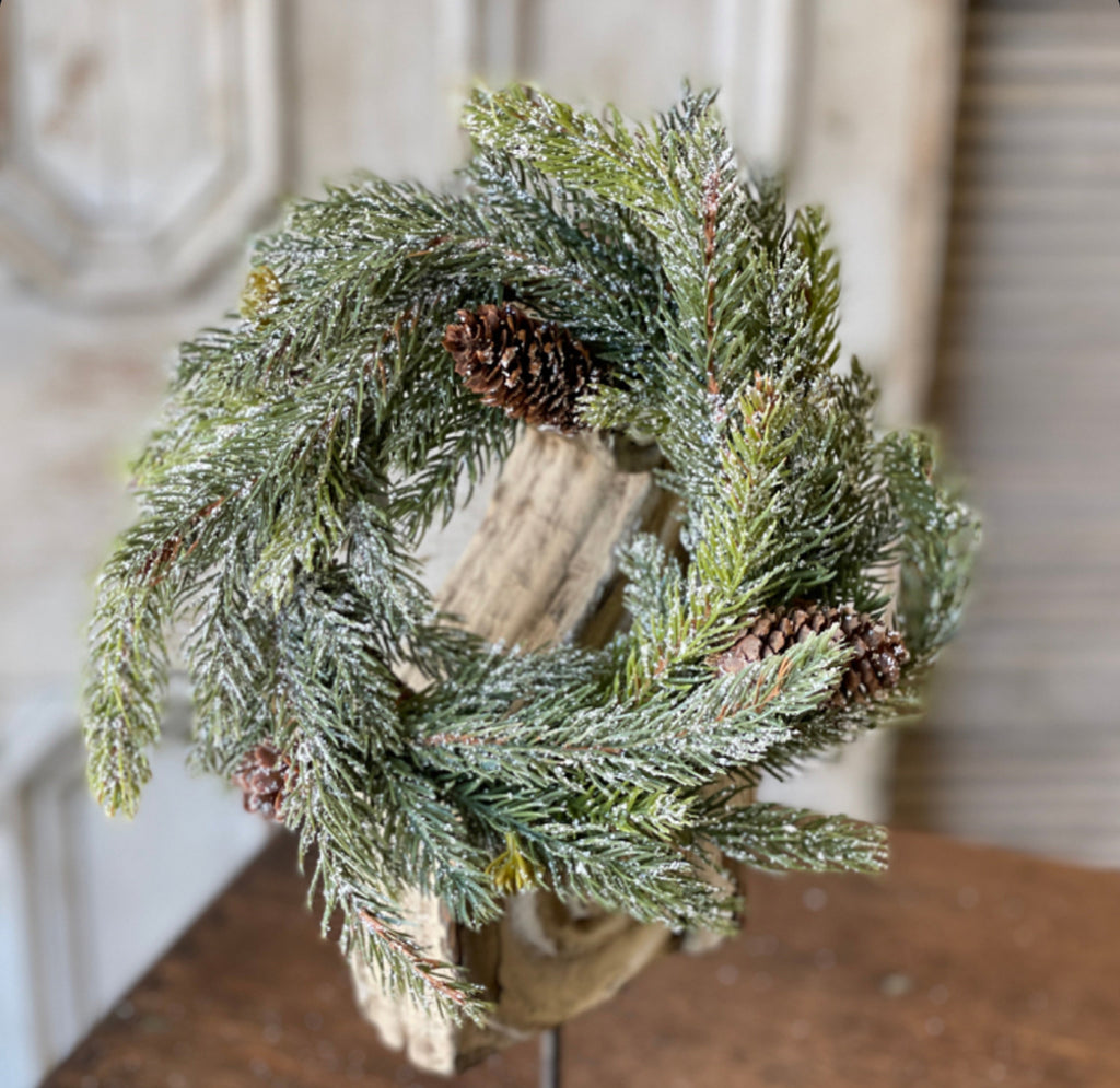 Frosted White Spruce Wreath - 9”