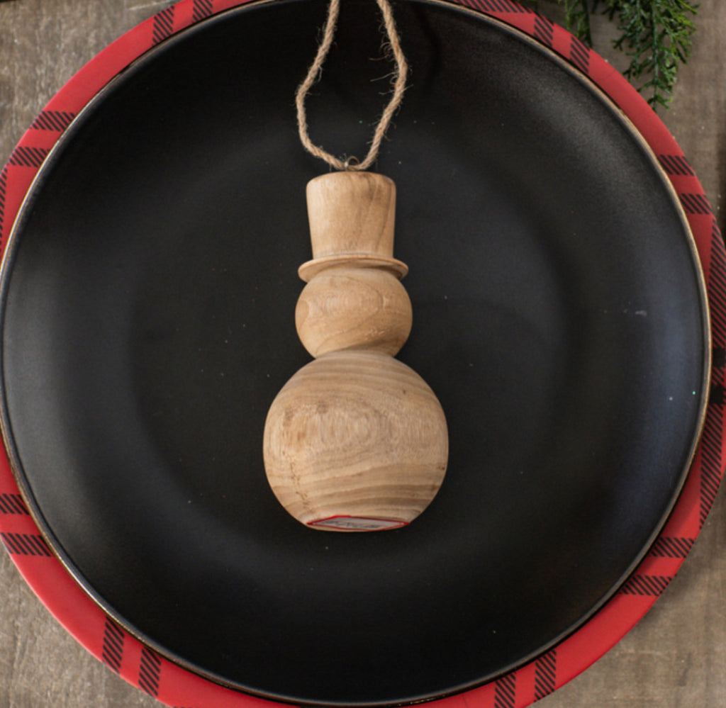 Modern Wood Snowman Ornament