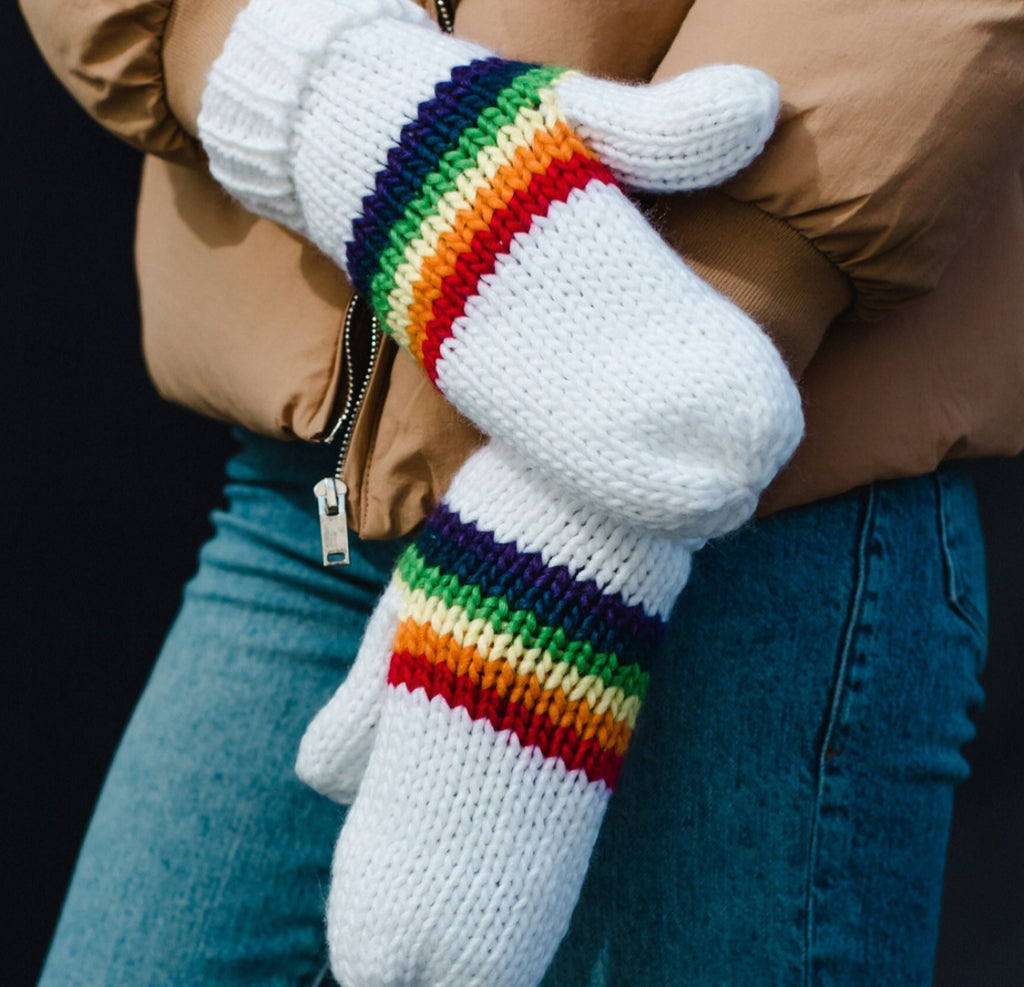 Rainbow Knit Mittens