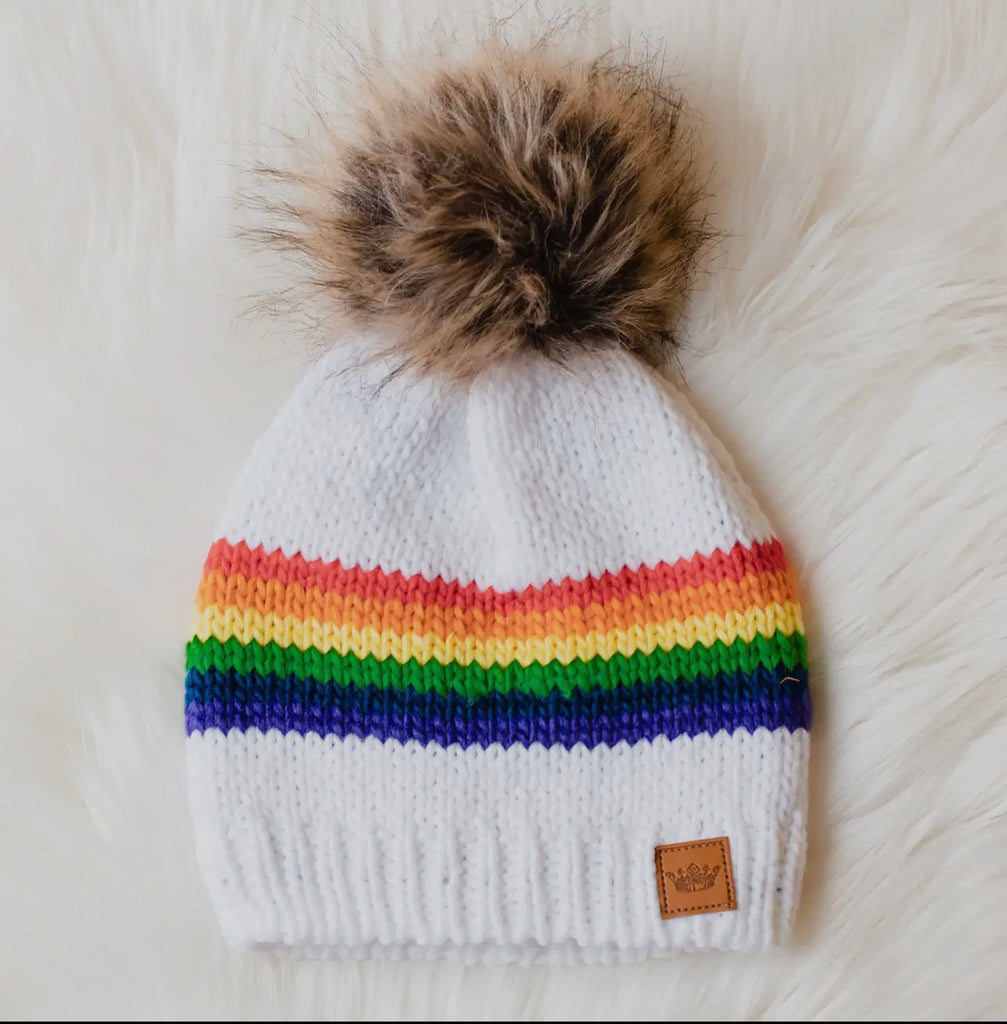 Rainbow PomPom Hat