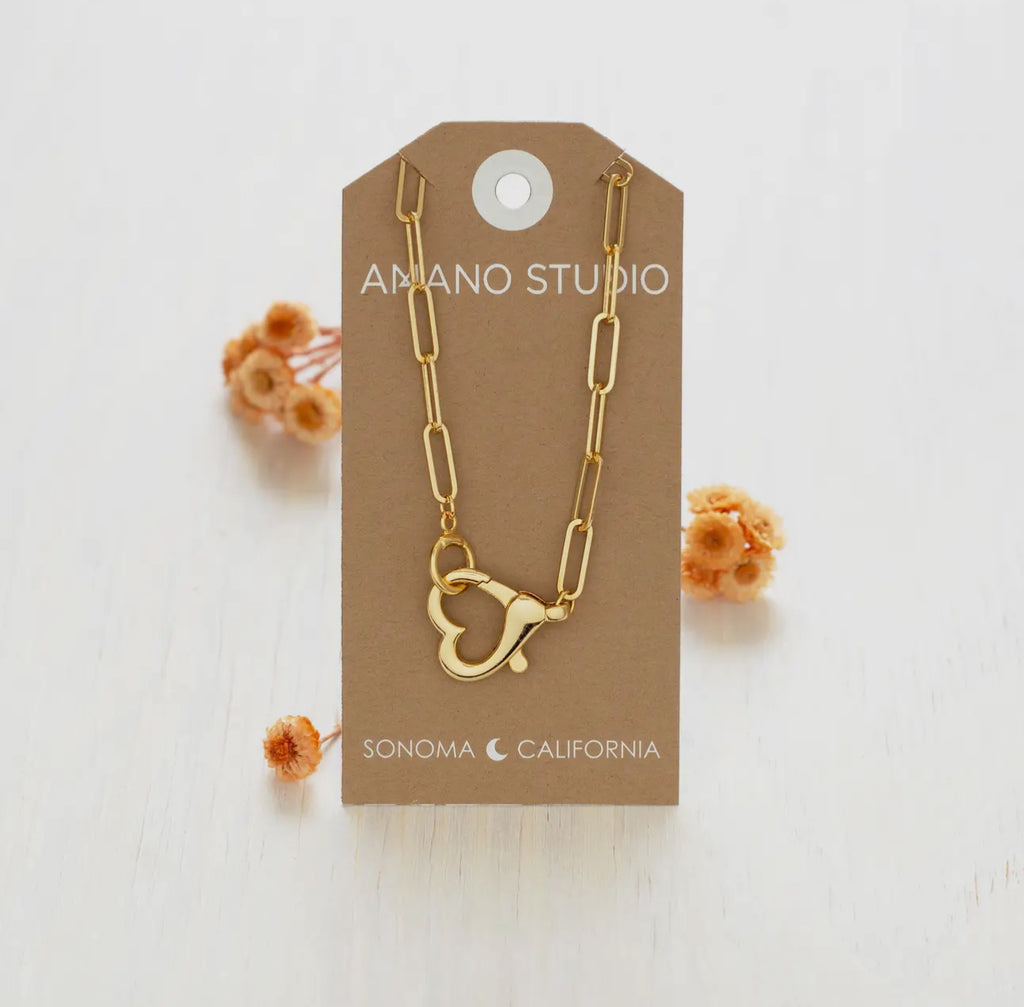 Heart Clasp/Paperclip Chain Necklace