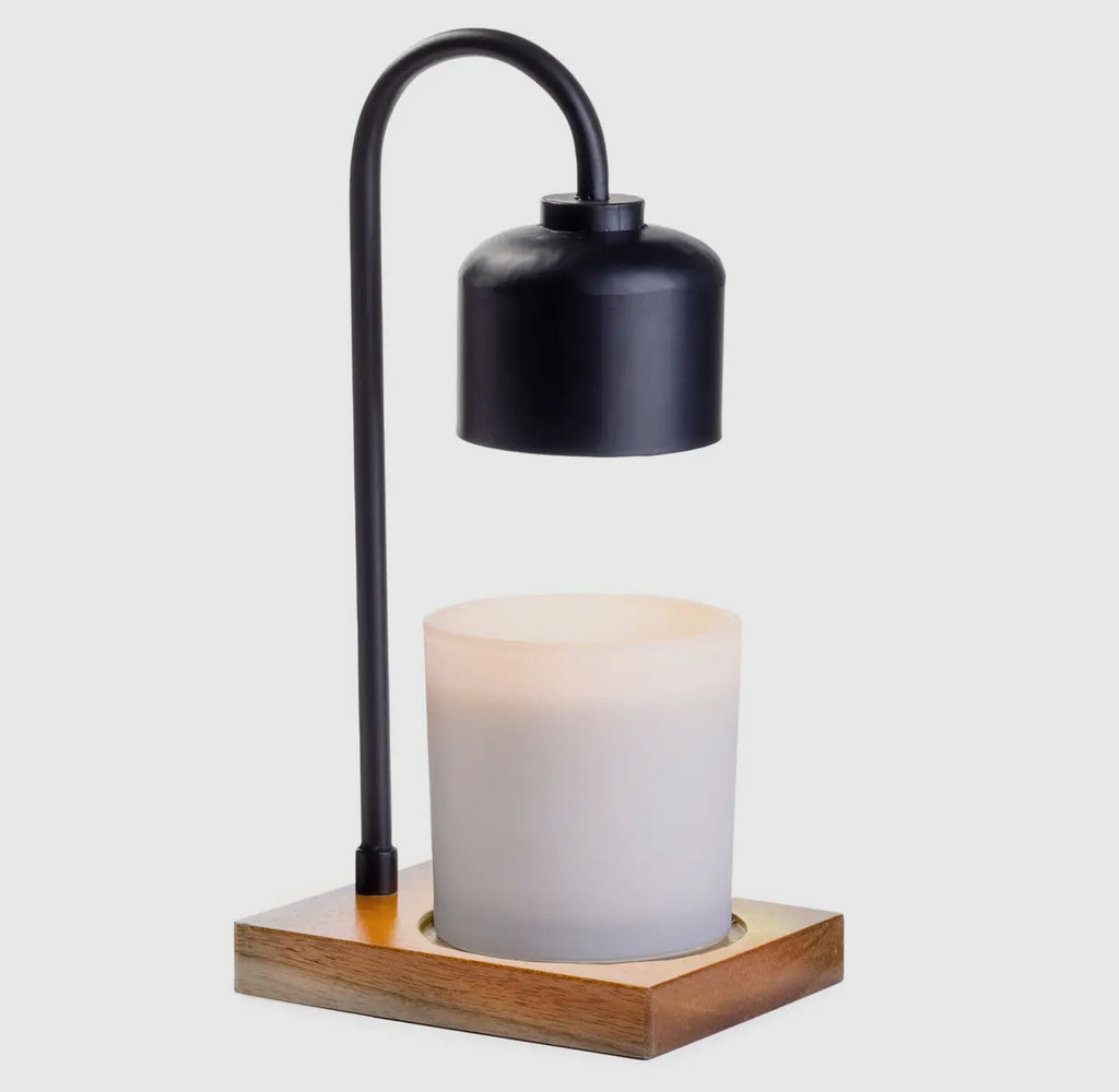 Black & Wood Candle Warmer Lamp