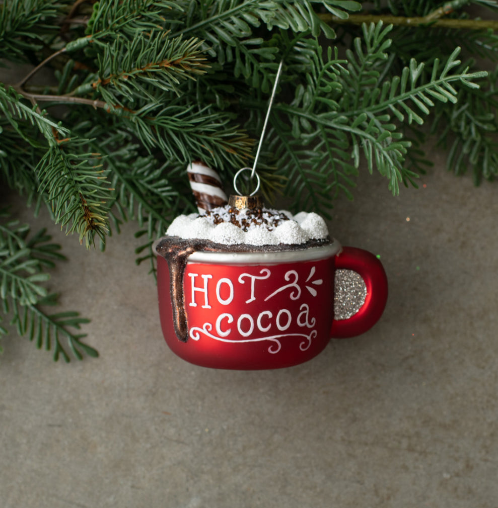 Cocoa Mug Glass Ornament