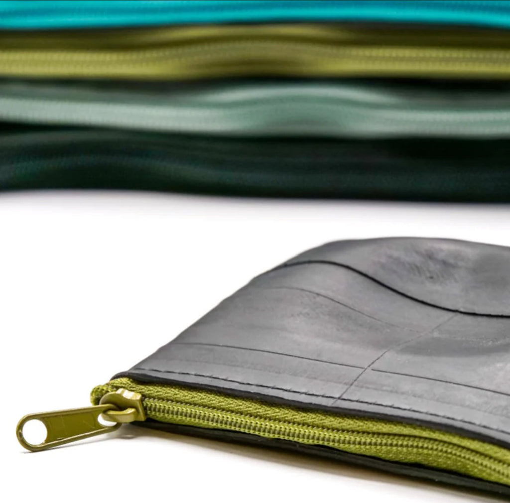 Recycled Bicycle Tube Zip Pouch - Medium