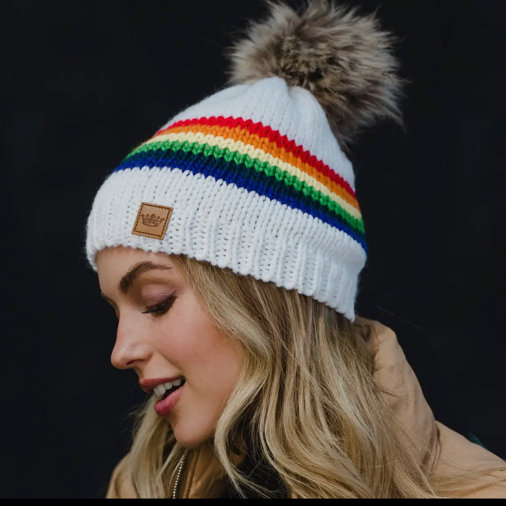 Rainbow PomPom Hat