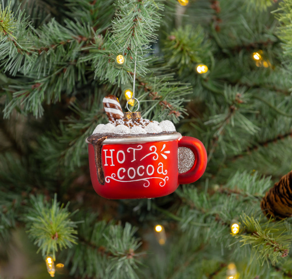 Cocoa Mug Glass Ornament