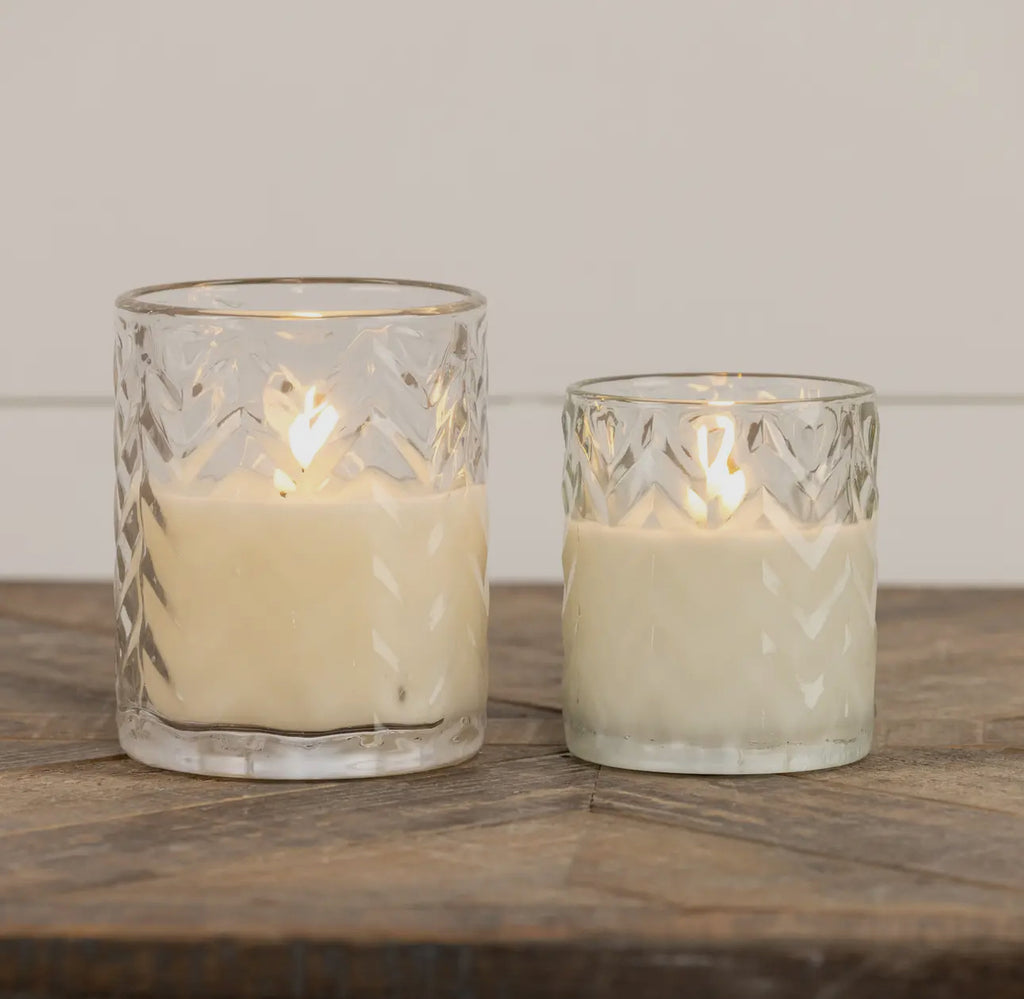Clear Chevron Flameless Candle (2 sizes)