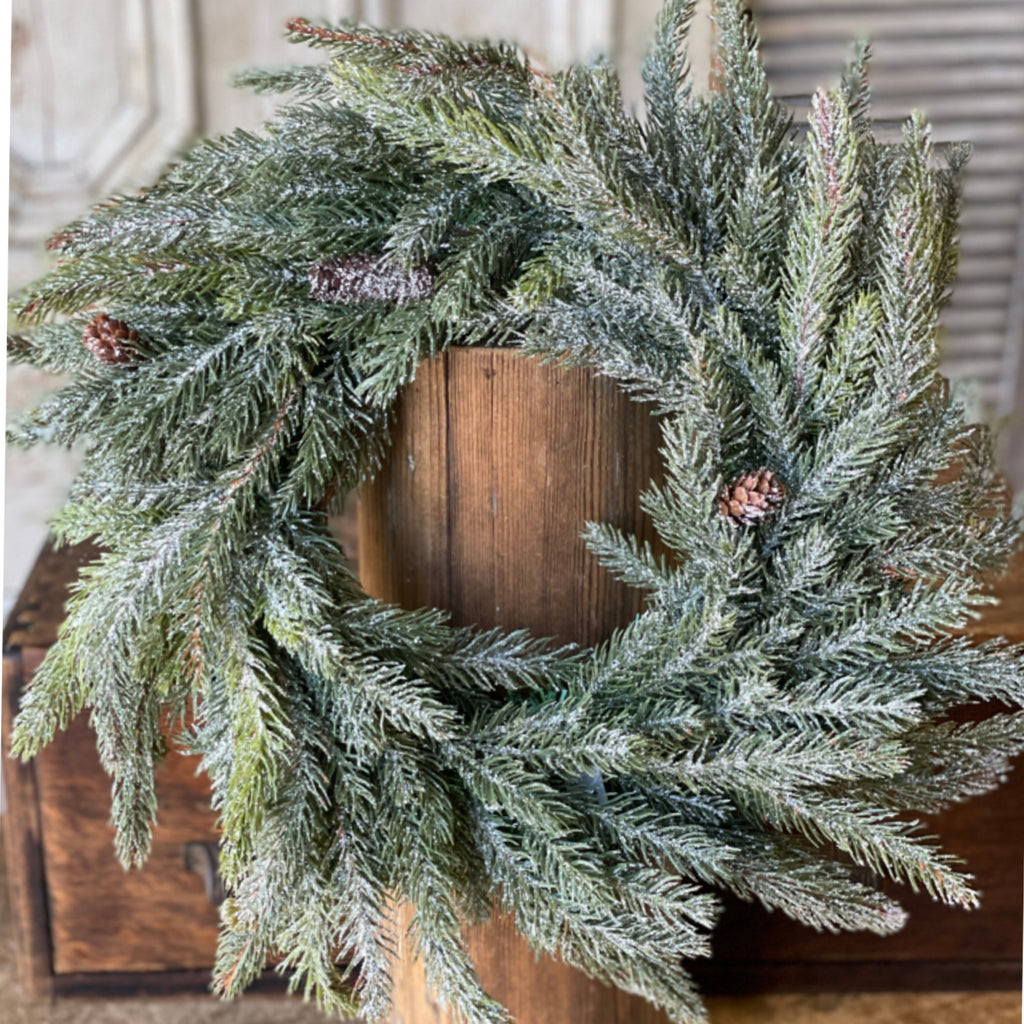 Frosted White Spruce Wreath - 17”