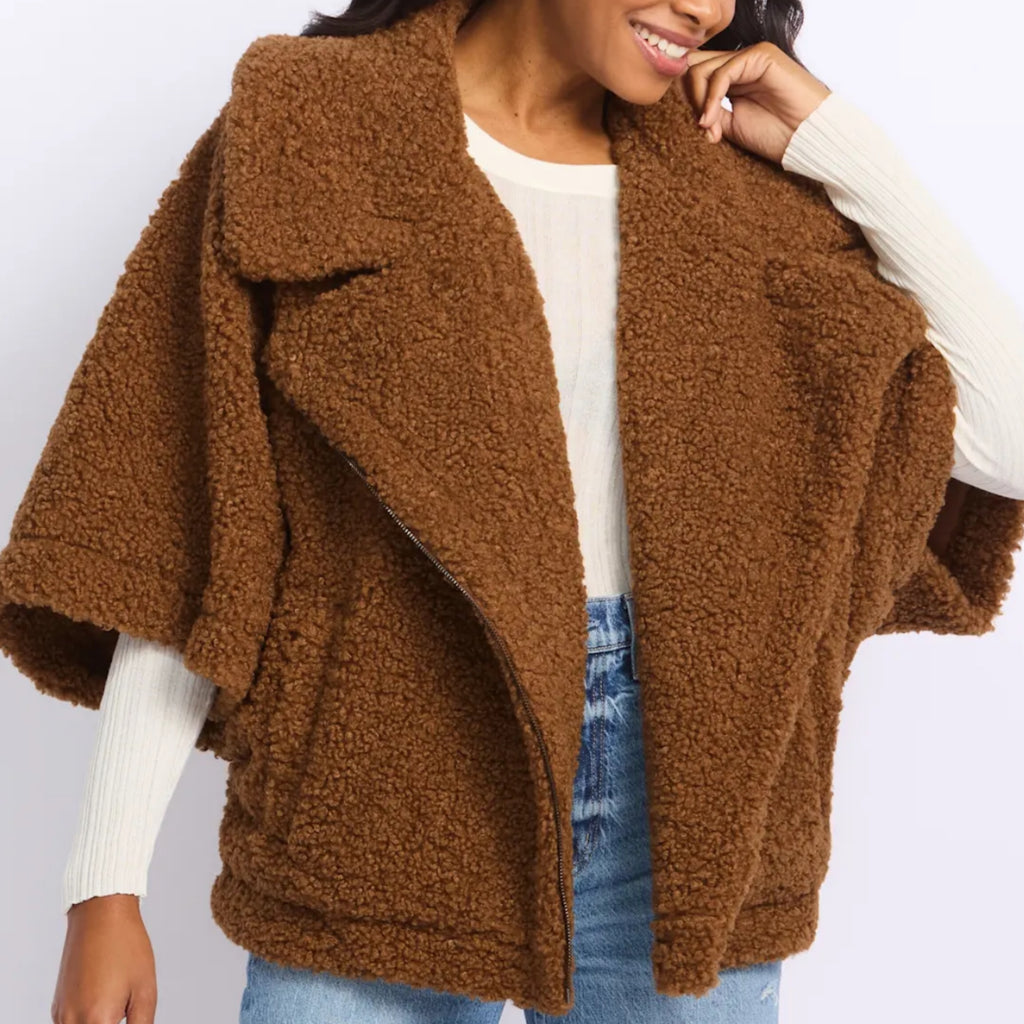 Oversized Sherpa Asymmetric Zip Jacket