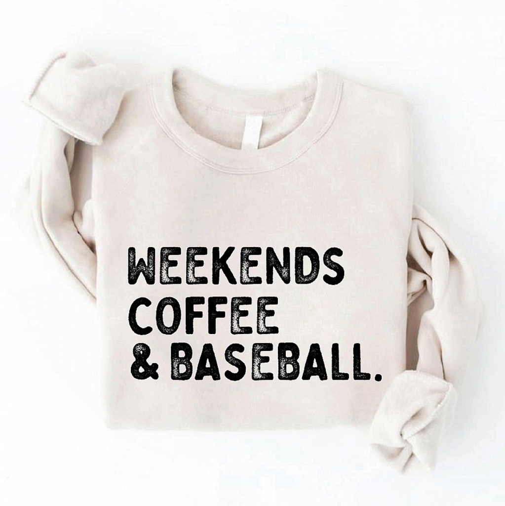 Weekends Coffee & Baseball Sweatshirt - Heather Dust