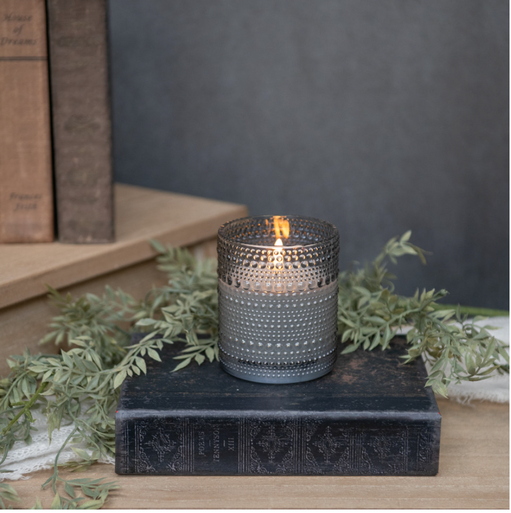 Hobnail Flameless Candle- Grey