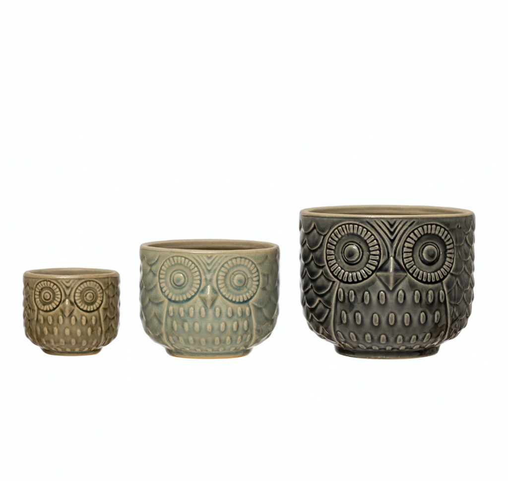 Owl Stoneware Planter - 3 sizes