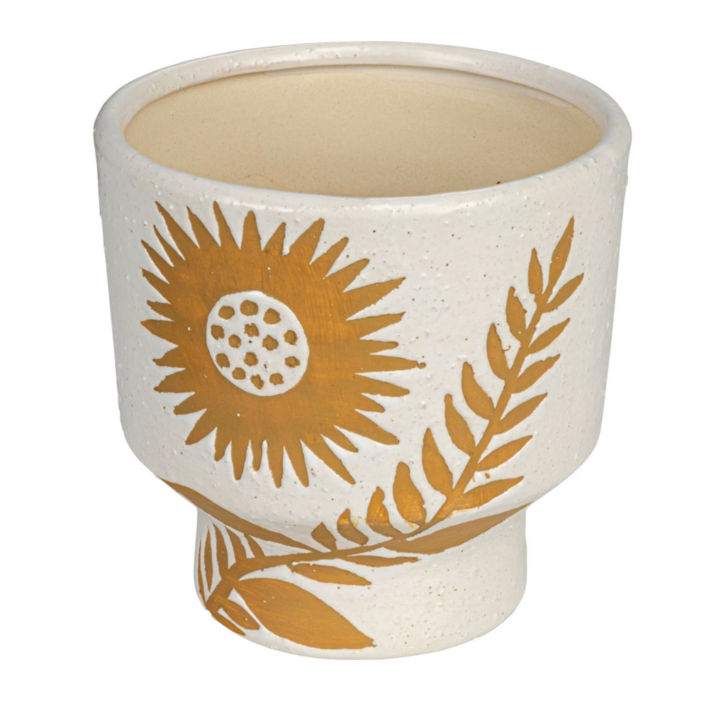 Mustard Floral Planter