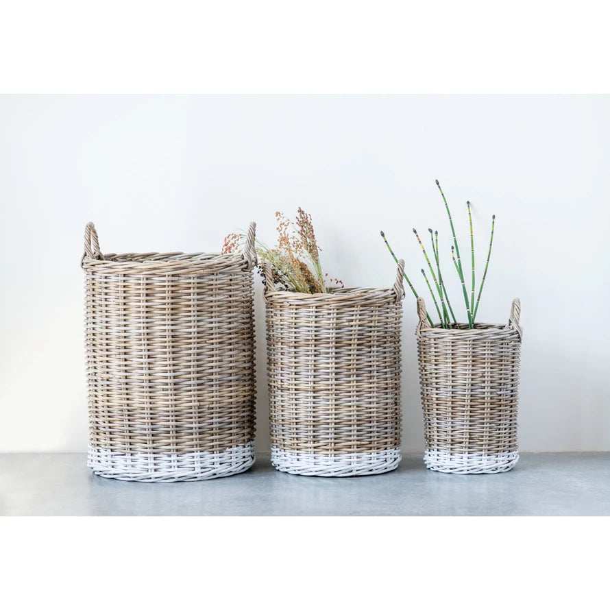 White Dipped Willow Basket - 3 sizes