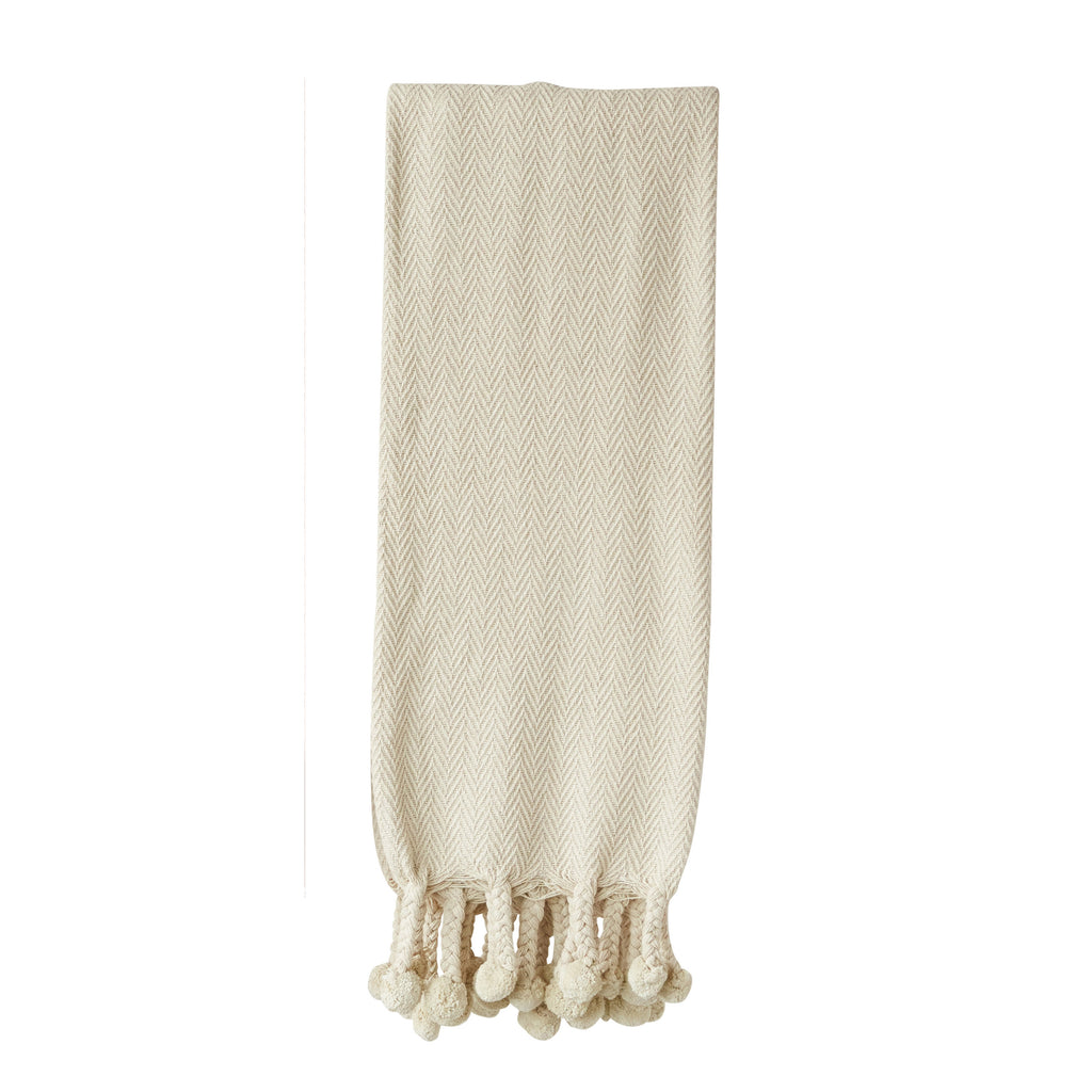 Cream Pom Pom Throw