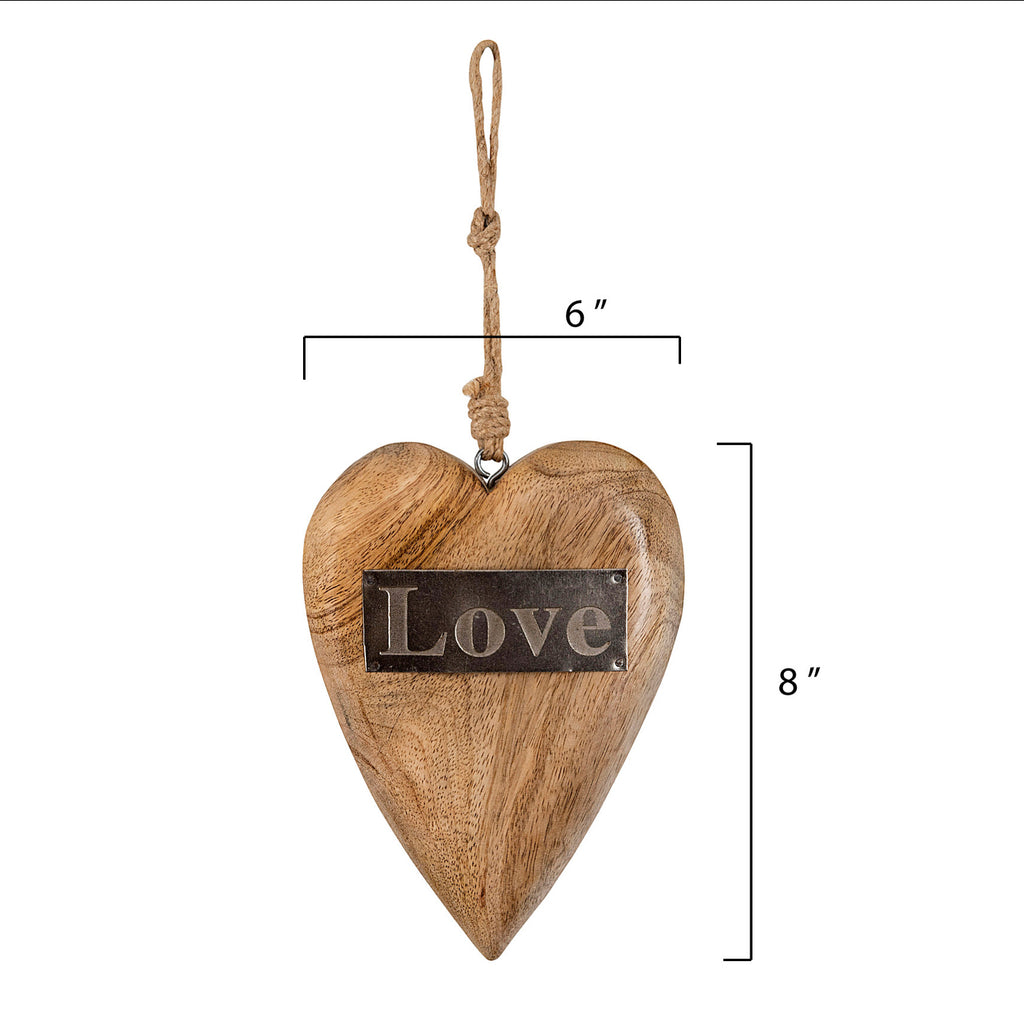 Wood Heart w/Metal "Love"