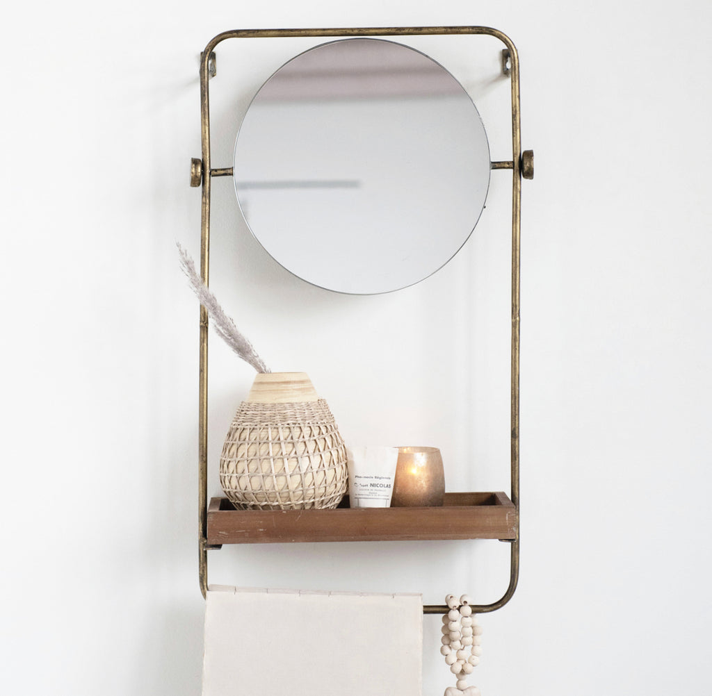 Round Mirror w/ Shelf
