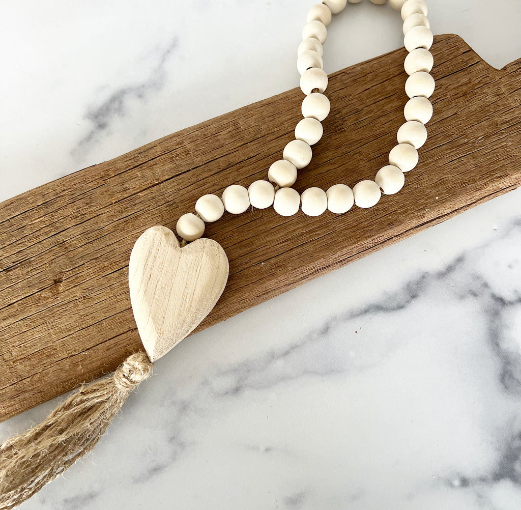 Wood Beads w/ Heart