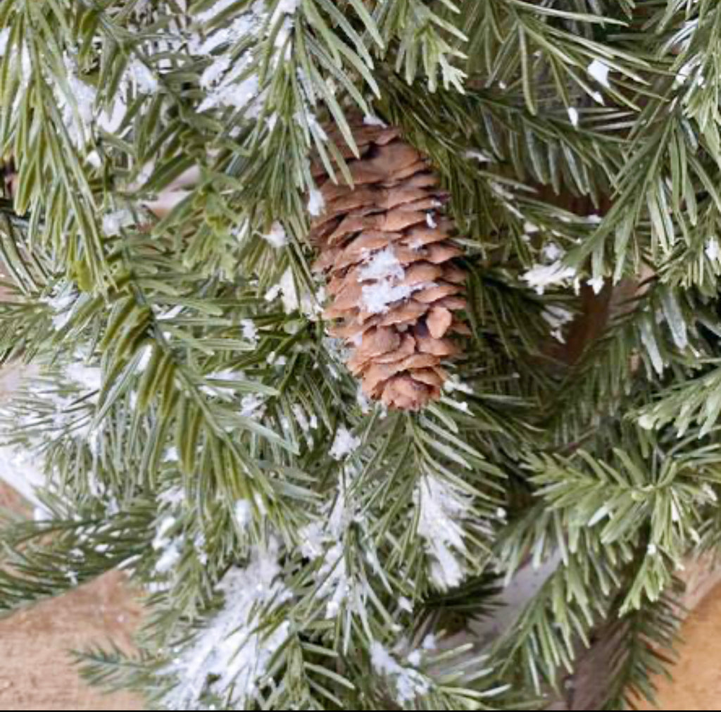 Snowy Pine Hanging Bush 30"