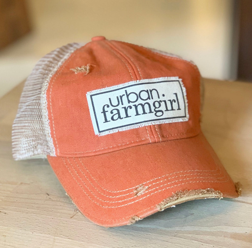 Vintage Orange Urban Farmgirl Baseball Cap
