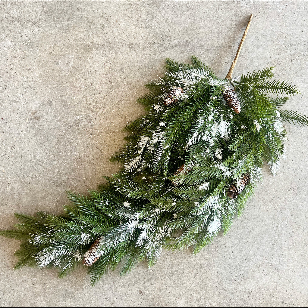 Snowy Pine Hanging Bush 30"